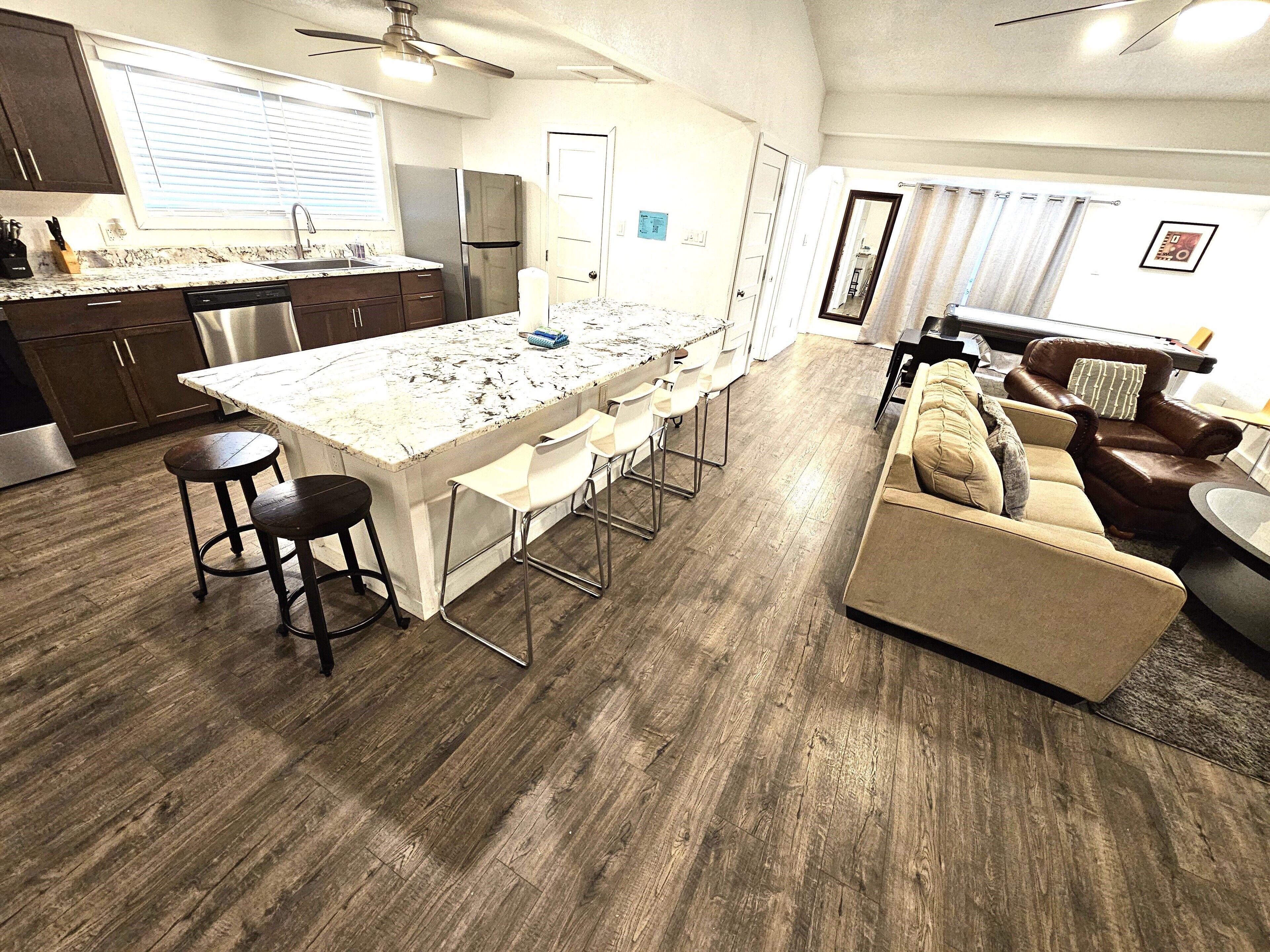 Smart TV, video games, foosball, books