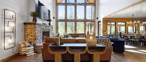 TV, fireplace, offices