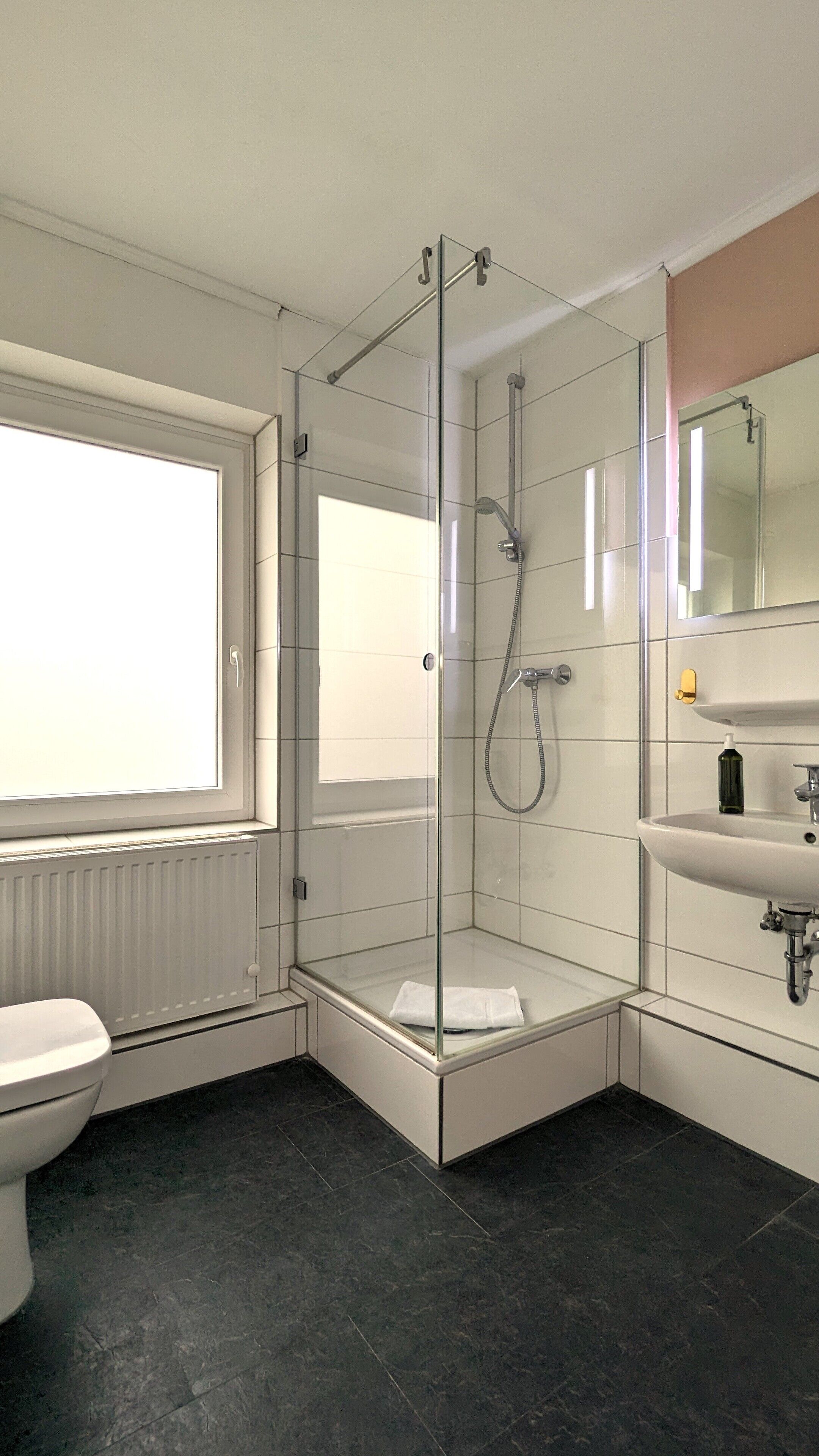 Comfort Double Room | Bathroom | Shower, hair dryer, towels, soap