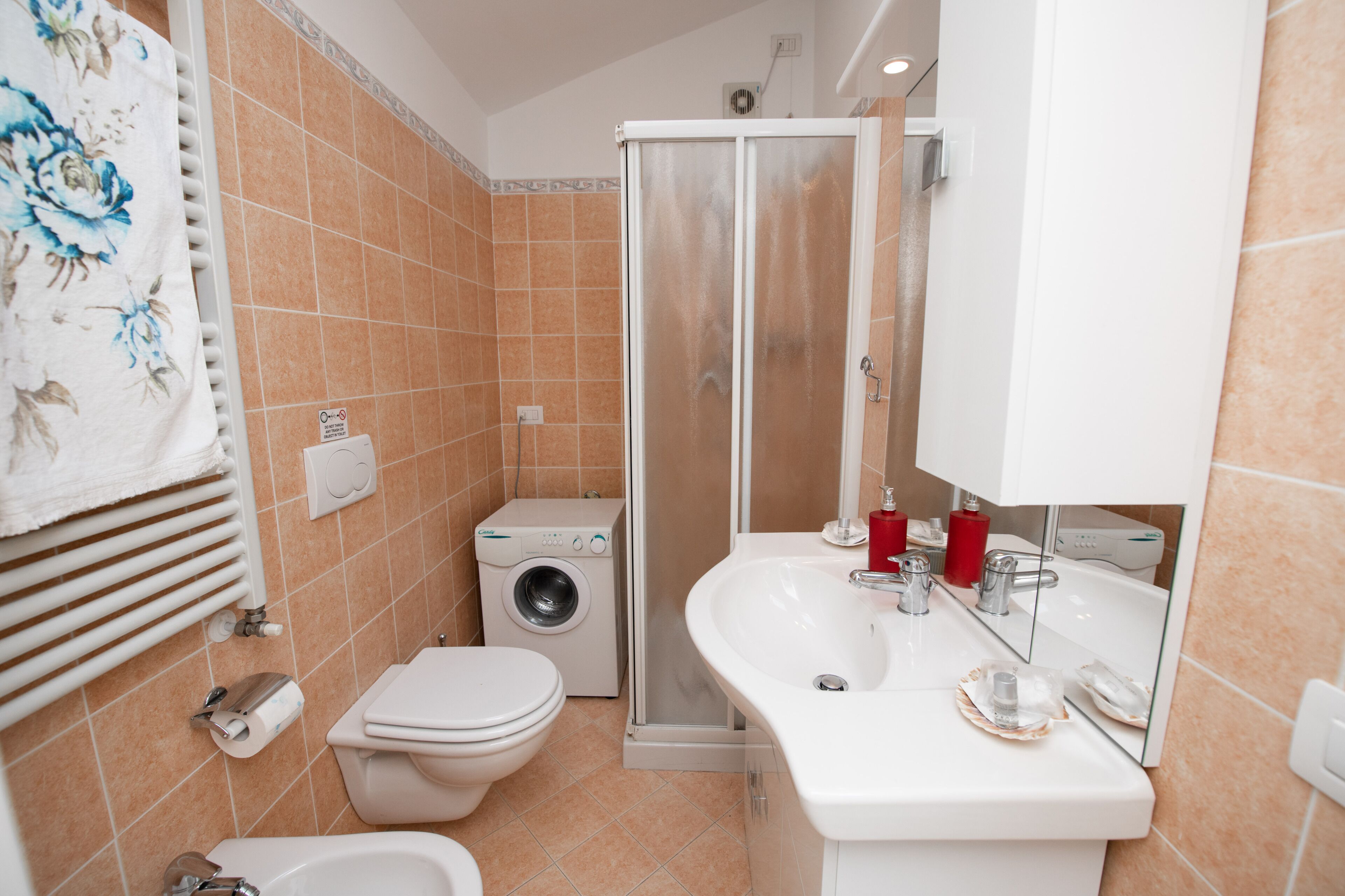 Appartement | Salle de bain | Douche, douche à « effet pluie », bidet, serviettes fournies