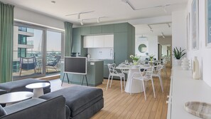 Apartment (2A, ul. Rybickiego 1) | Living area | Flat-screen TV