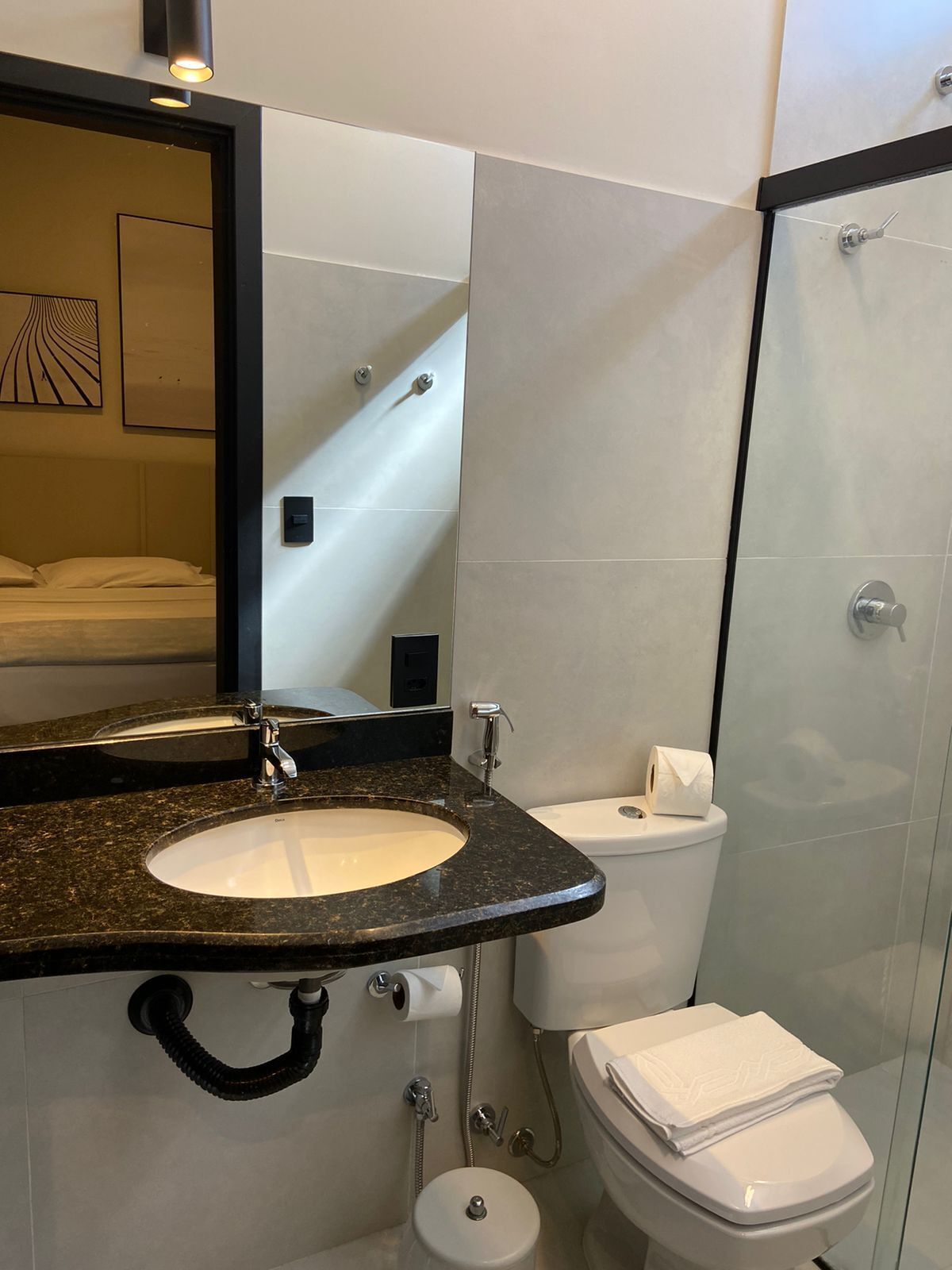 shower, towels, soap, shampoo