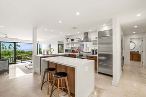 Fridge, microwave, oven, stovetop - Wailea Elua 803 - Ocean Views, Modern Renovation, Central AC, Wi-Fi, BBQ Grill (Wailea)