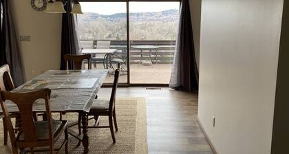 3,900 sq ft house with a big deck and a great view of the hills and canyon lake