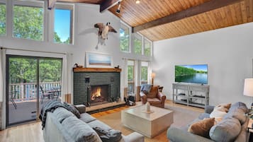 Smart TV, fireplace, video-game console, DVD player