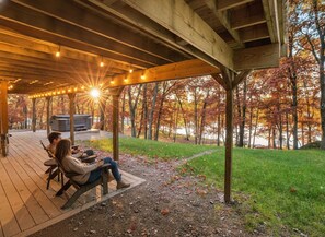 Outdoor dining - Lakefront Retreat | Hot Tub, Free Kayaks, Pets OK Fully Loaded, Dock (Bushkill)