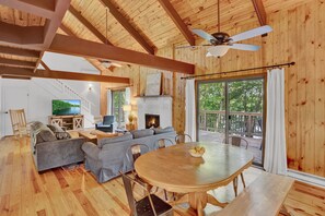 TV connectée, cheminée, jeux vidéo, lecteur de DVD