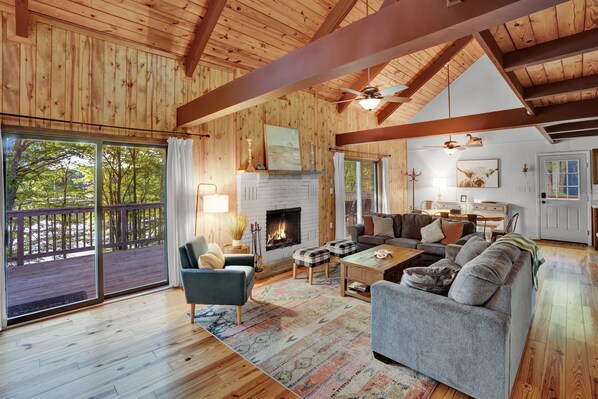 TV connectée, cheminée, jeux vidéo, lecteur de DVD