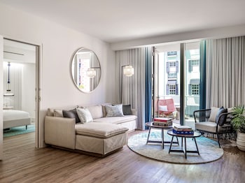 50-inch Smart TV with cable channels, TV at The Ray Hotel Delray Beach, Curio Collection by Hilton