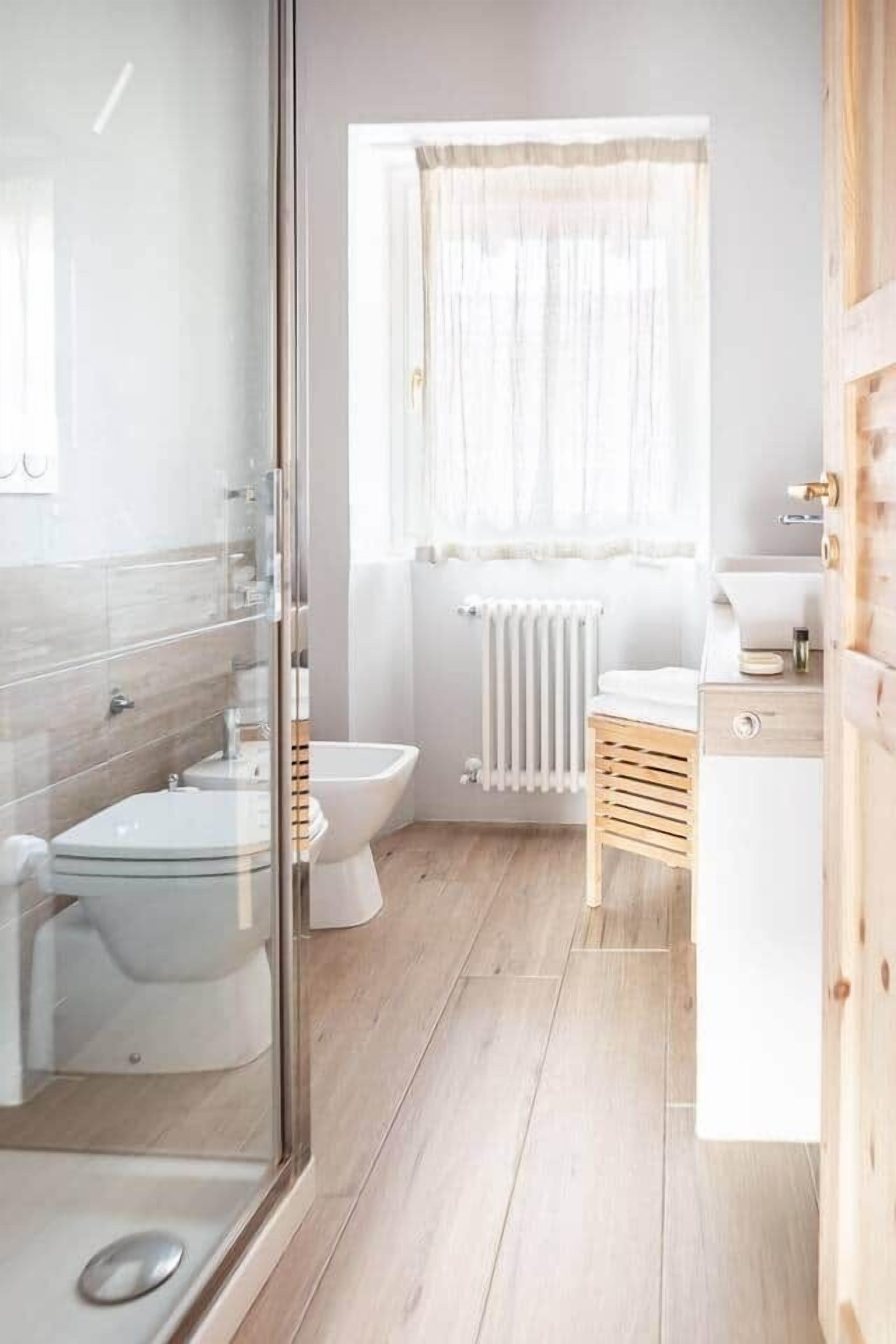 Shower, eco-friendly toiletries, hair dryer, bidet