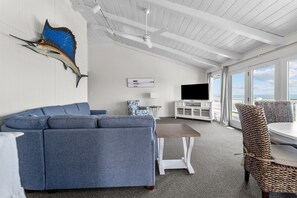 TV, DVD player, books, stereo