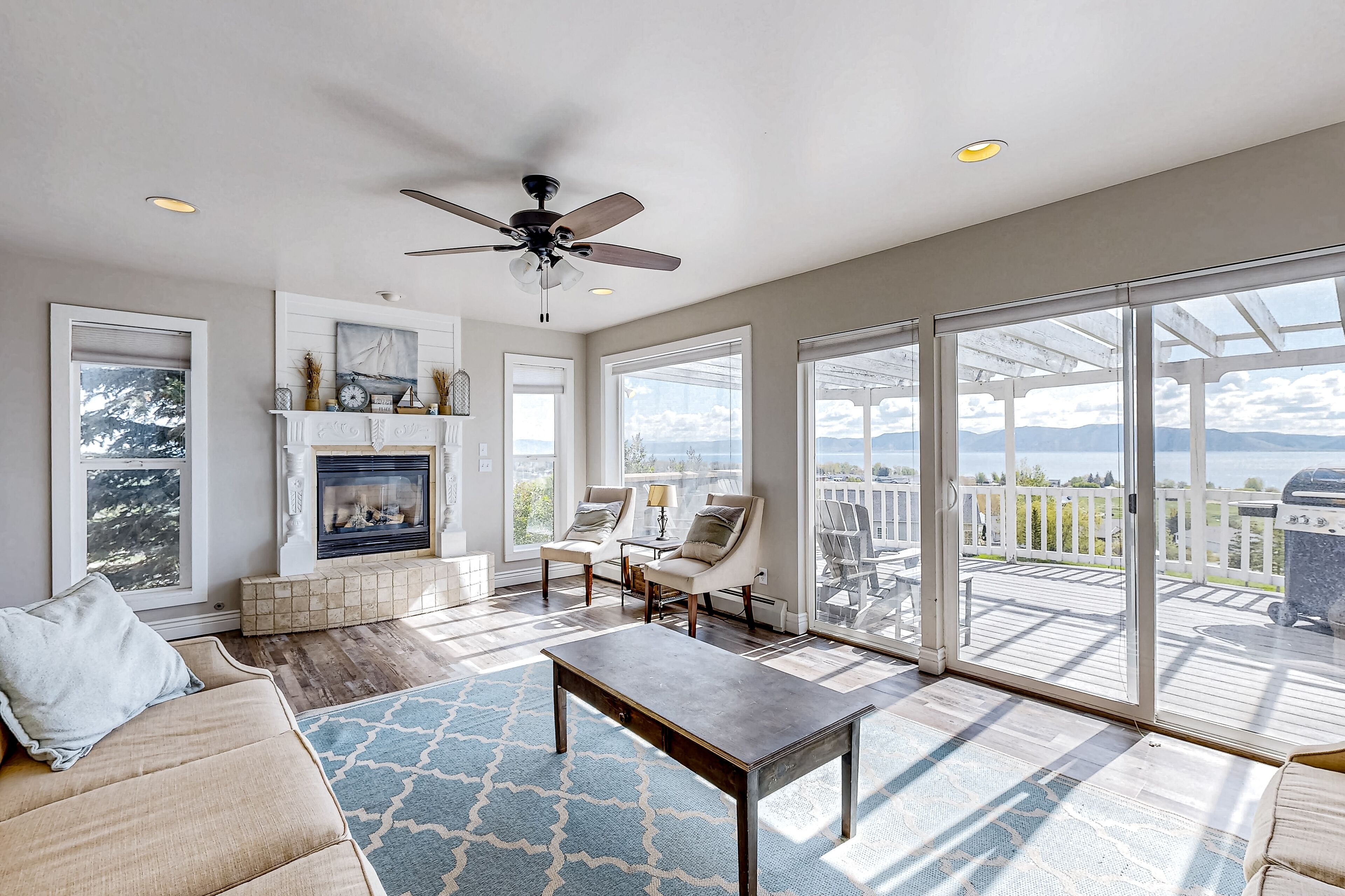 TV, fireplace, video games, DVD player