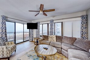TV - Oceanfront condo near golf & the beach with pool, balcony, W/D, & central AC (Ocean City)