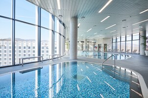 Indoor pool, open 7:30 AM to 9:30 PM, sun loungers