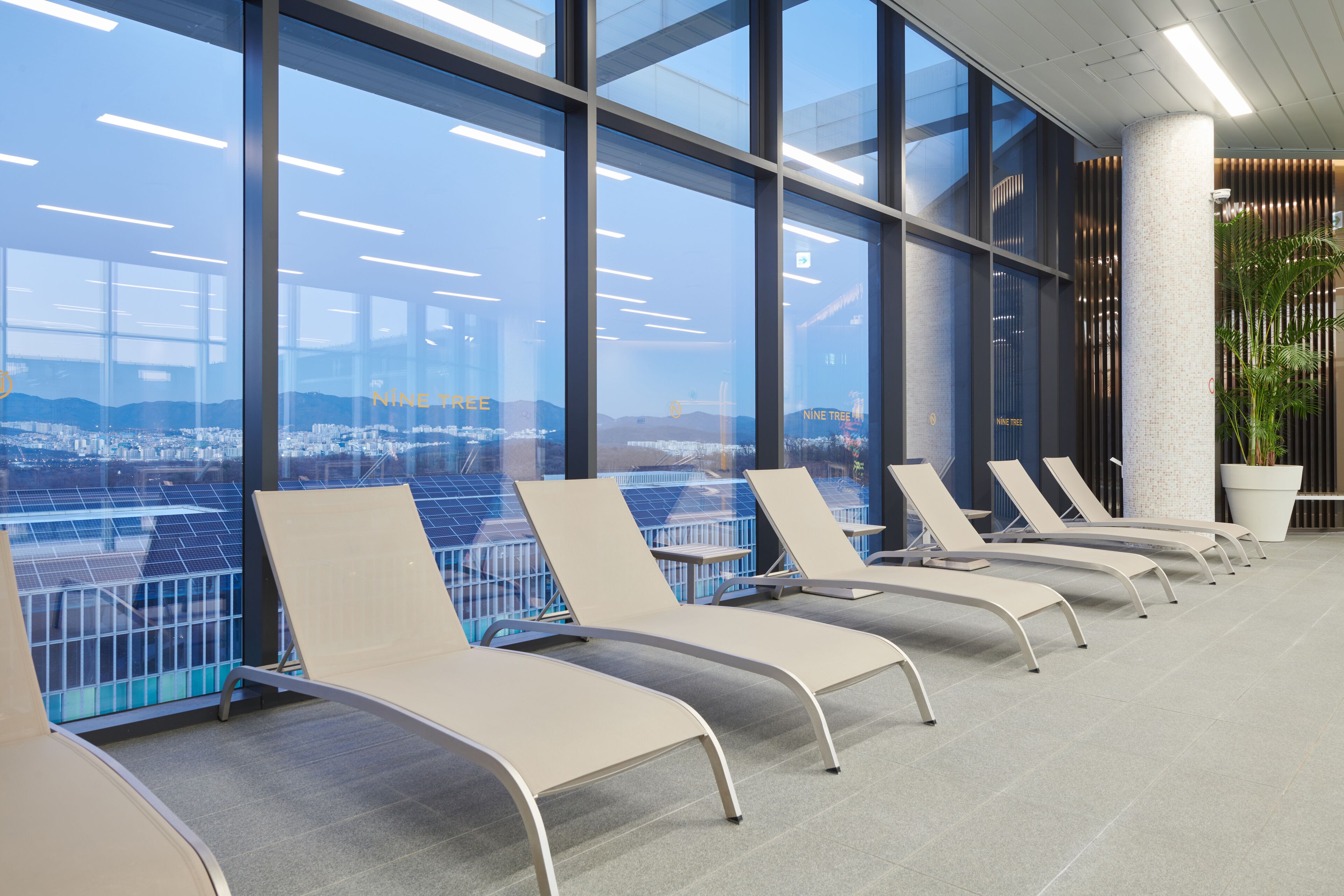 indoor pool, open 7:30 am to 9:30 pm, pool loungers