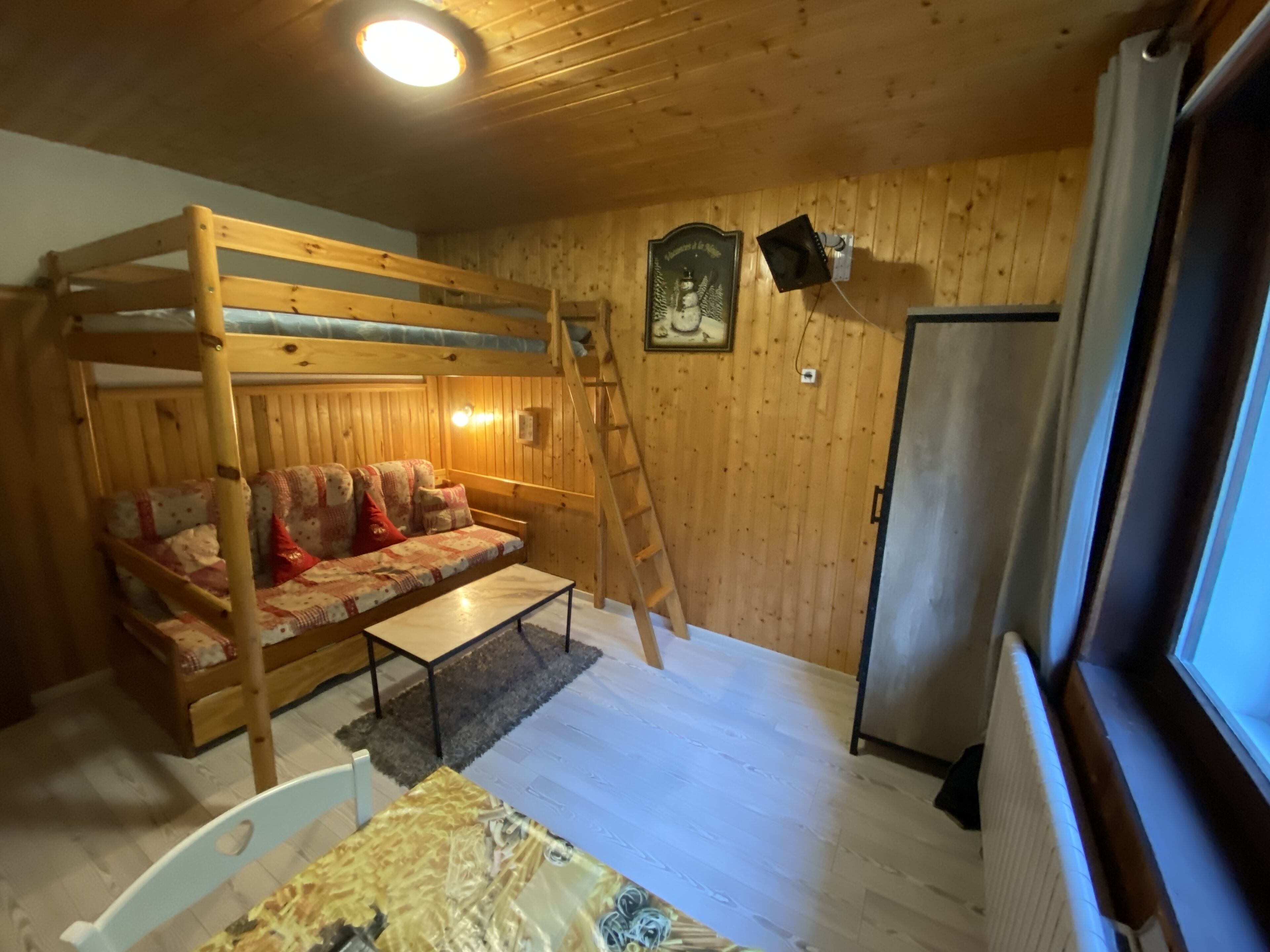 Télévision, lecteur de DVD, table de tennis de table