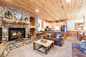 Smart TV, fireplace, offices, printers