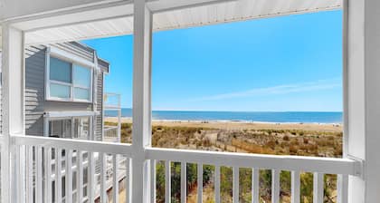 Oceanfront Happy House duplex with ocean view, WiFi, W/D, & direct beach access