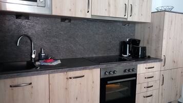 Fridge, electric kettle, toaster