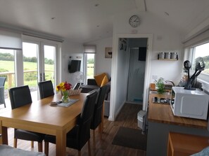 Private kitchen - Cleeves Cabins, Arran Luxury Lodge With hot tub (Dalry)