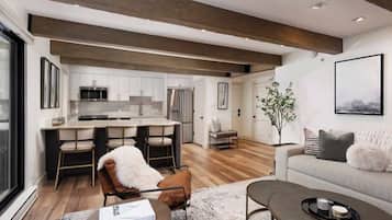 Smart-TV, Kamin, Bücher, Streaming-Dienste