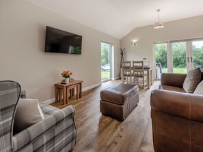 Living area - A beautiful lodge in tranquil surroundings with a hot tub - perfect. (Cwrt Newydd, near Llandysul)