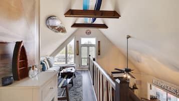 TV, fireplace, foosball