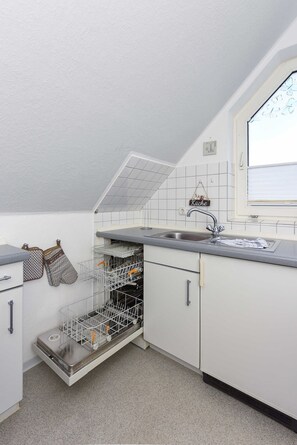 Fridge, microwave, oven, dishwasher