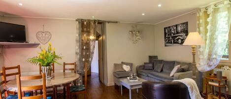 TV, fireplace, DVD player