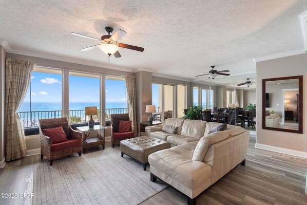 Living area - Astonishing Beacfront Condo with 360 sqft Balcony Facing the Ocean - Unit 0302 by RedAwning (Panama City Beach)
