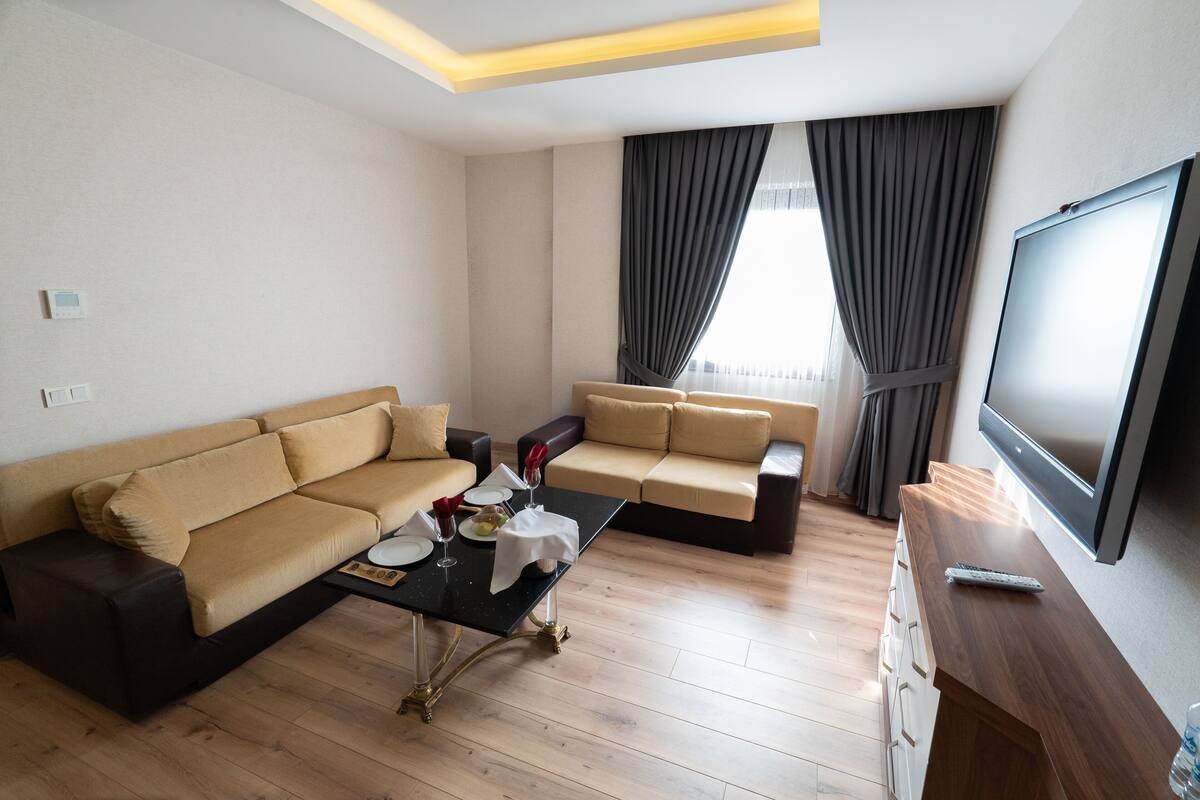 presidential suite | living area | 49-inch led tv with premium tv channels, tv