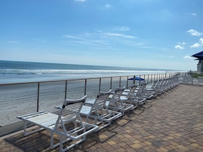 On the beach, beach towels