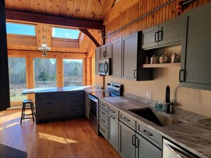 Fridge, microwave, oven, stovetop - Post and Beam House with access to acres of land. Ample parking & new kitchen.  (Baldwin)