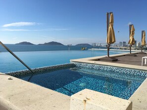 Outdoor pool, a heated pool - Sunset View Luxury 7th floor "Malecon -Oceanfront" Condo in beautiful Mazatlan. (Mazatlán)