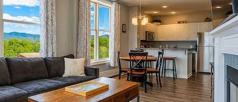 智能電視、壁爐、書籍