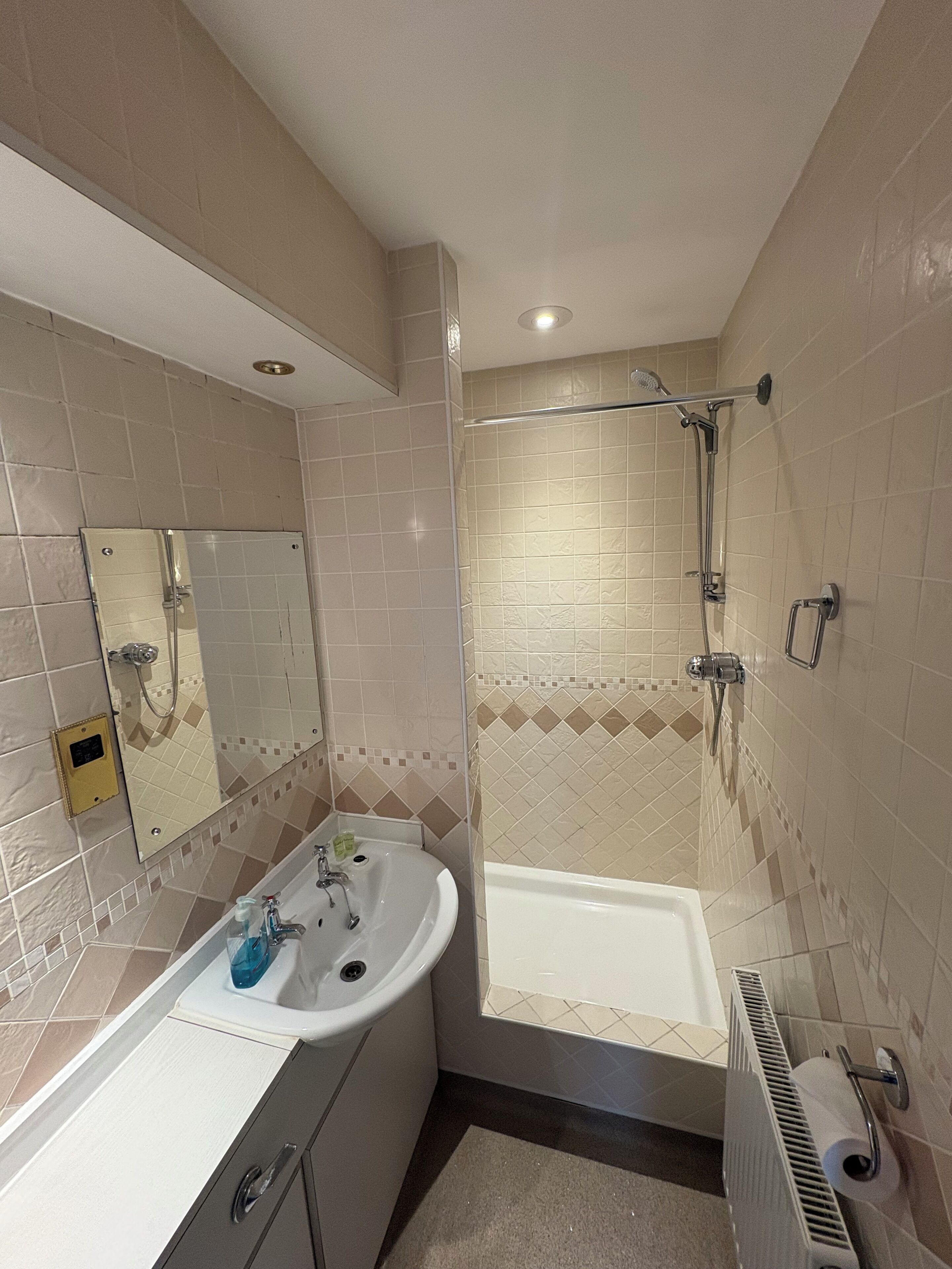 standard double room | bathroom | shower, towels