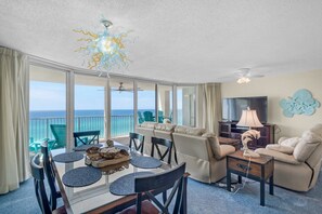 Dining area and living room