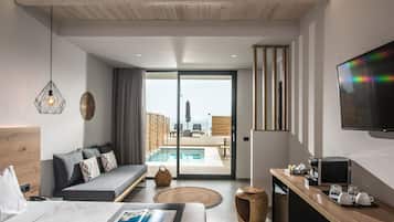 Junior Suite, Private Pool | Premium bedding, free WiFi, bed sheets