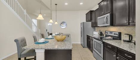 Fridge, microwave, oven, dishwasher