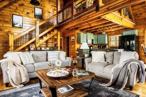 TV, fireplace, video games, DVD player - Family Cabin Getaway Hot Tub, Game Room & Views! (Pigeon Forge)