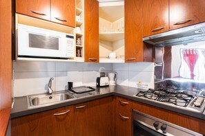 Apartment | Private kitchen | Fridge, microwave, mixer, cookware/dishes/utensils