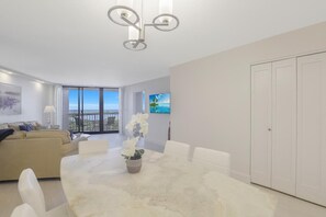 Condo, 1 King Bed (Attractive beachfront condo with pool) | Living room - Attractive Beachfront Condo With Pool, Tennis and gym (Marco Island)