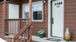 A two-story wooden cabin with a front door marked "4327" and a mailbox. - Outpost: Pitchfork 432 - Close to Snow King Mtn! (Jackson)