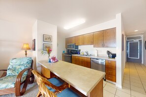 Fridge, microwave, oven, stovetop - Wailua Bay View condo near surf & sand with pool, ocean views & W/D (Kapaa)