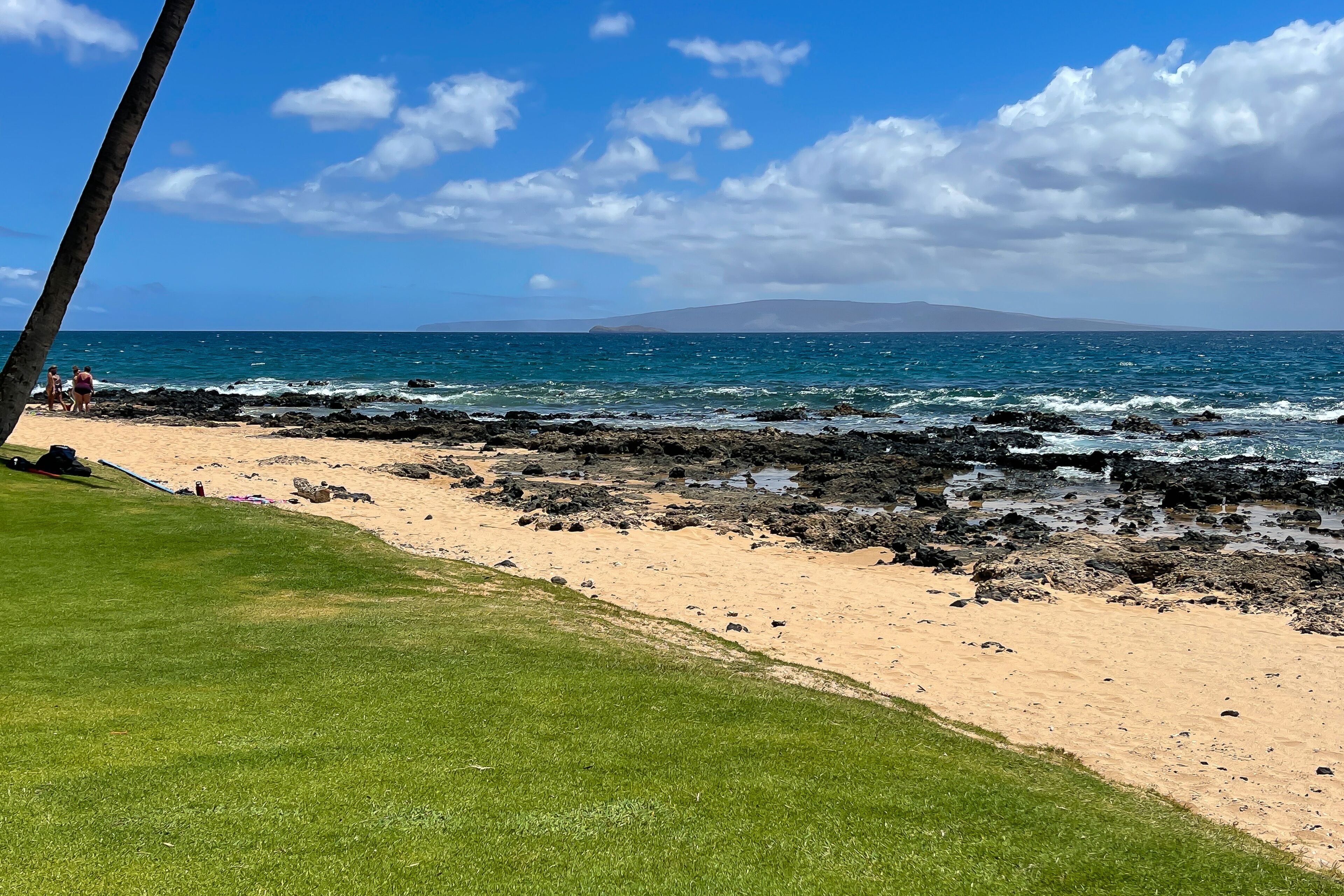 On the beach, beach towels