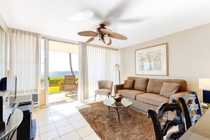 TV, DVD-spiller, bøker og stereoanlegg