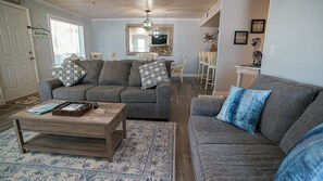 Älytelevisio, DVD-soitin, kirjoja, musiikkikirjasto