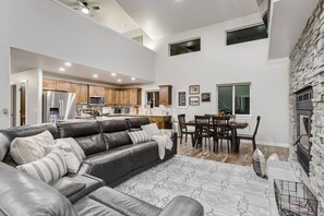 Smart TV, fireplace, video games