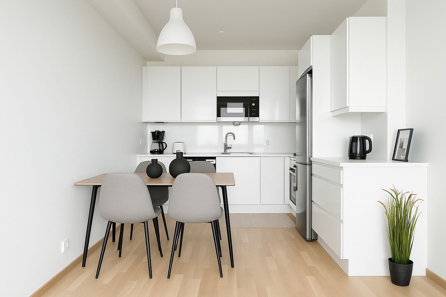 Appartement Ville, vue ville, dans la tour | Cuisine privée | Four, lave-vaisselle, cafetière/bouilloire, bouilloire électrique