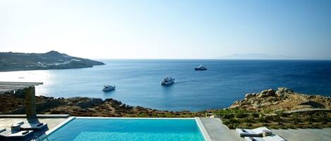 Outdoor pool, pool loungers